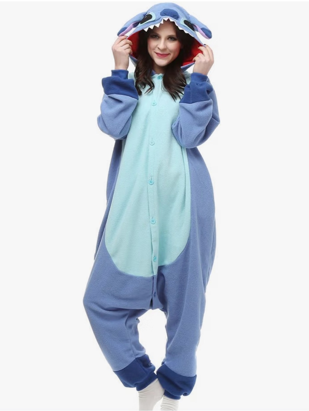 Hututu Adults Blue Character Hooded One-Piece Pajamas Costume Onesie. Size M.